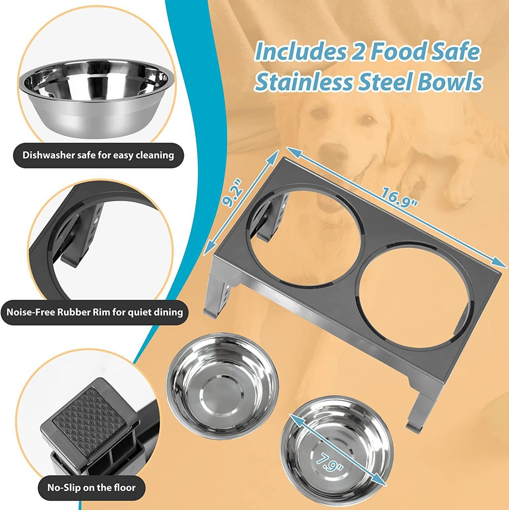 Adjustable Slow Feeder Dog Bowl with Neck Protection
